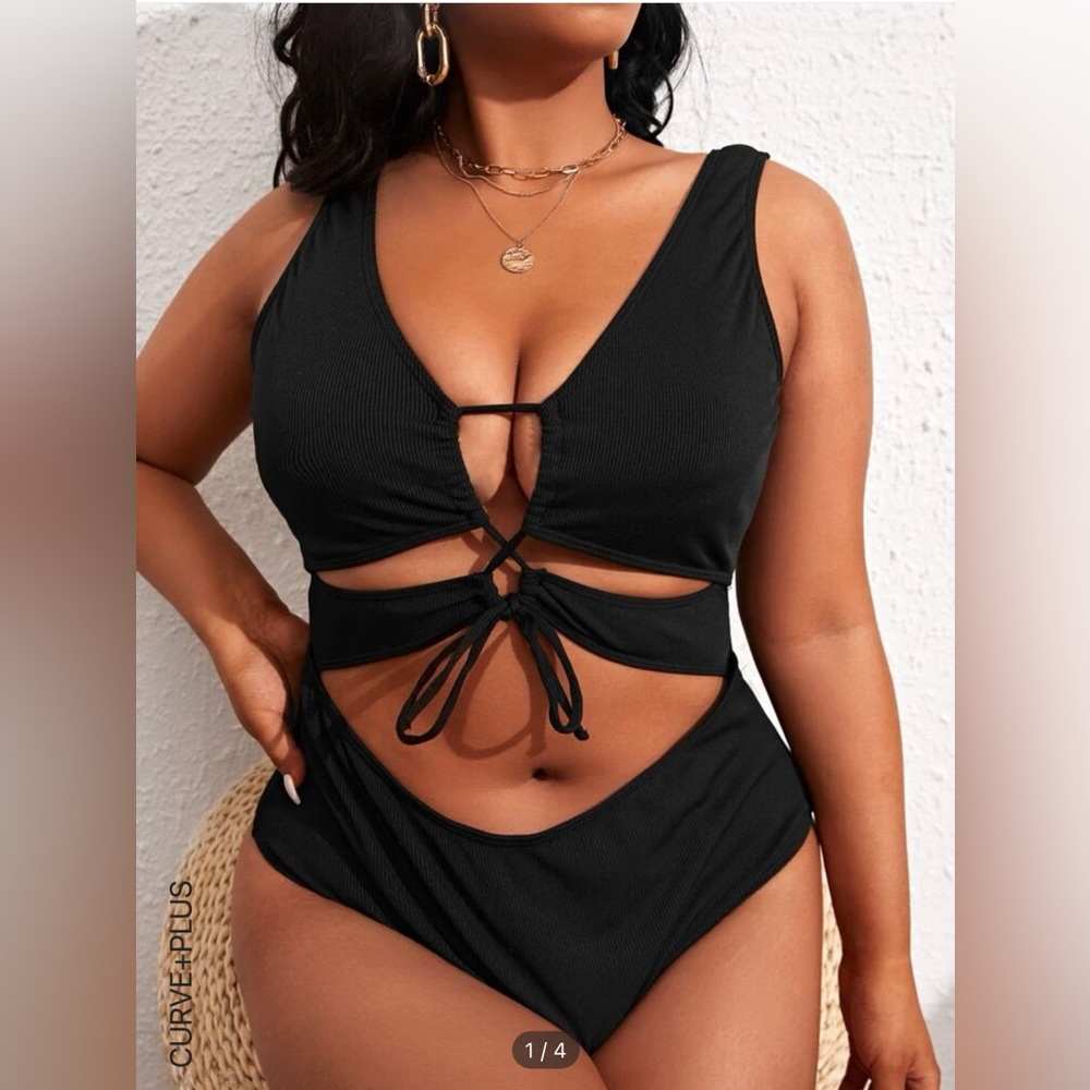 Black 2XL one piece swimsuit
